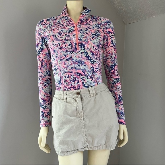 TAILOR VINTAGE Women's Reversible Island Print / Tan Cotton Mini Skirt Sz 4 - Picture 11 of 13
